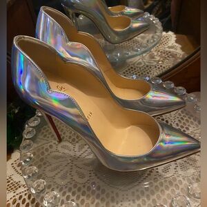 Christian Louboutin hot chick 100 specchio laser silver